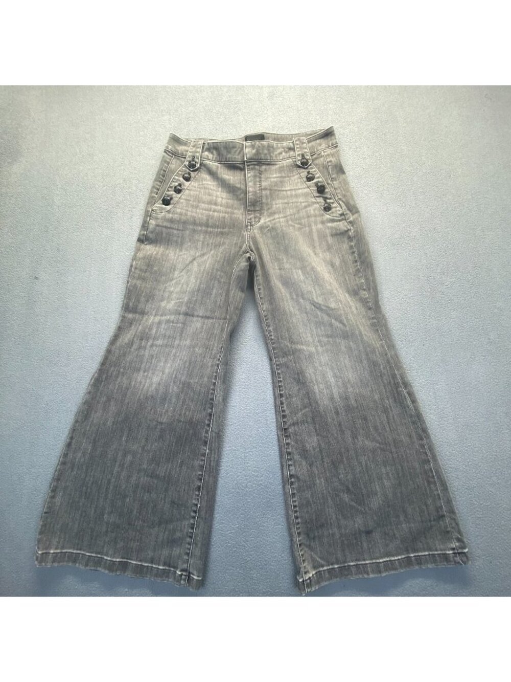 White House Black Market  High Rise Mariner Wide Leg Jeans Faded Black 16S